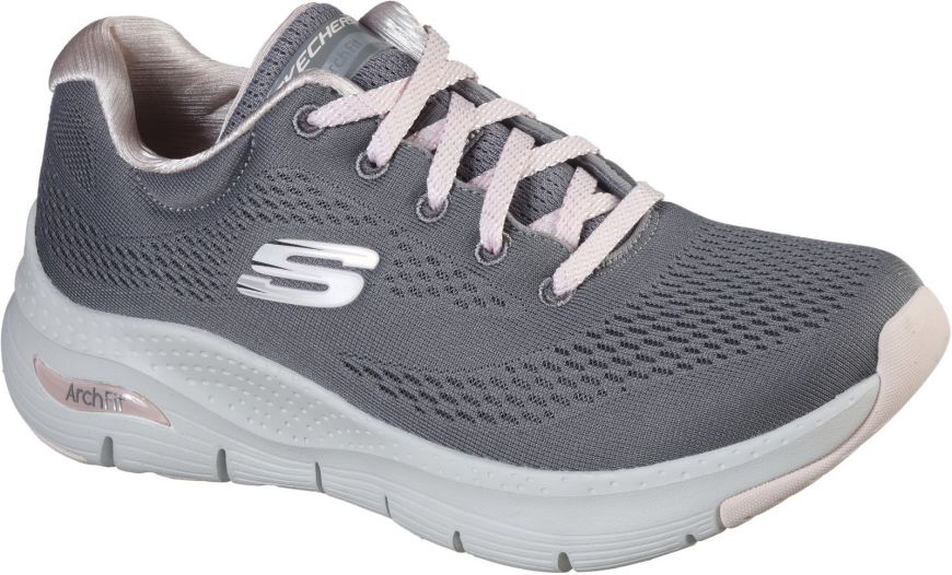 Skechers Arch Fit Sunny Grey Pink Women S Trainers Wynsors