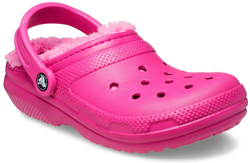 Pink fuzz crocs online