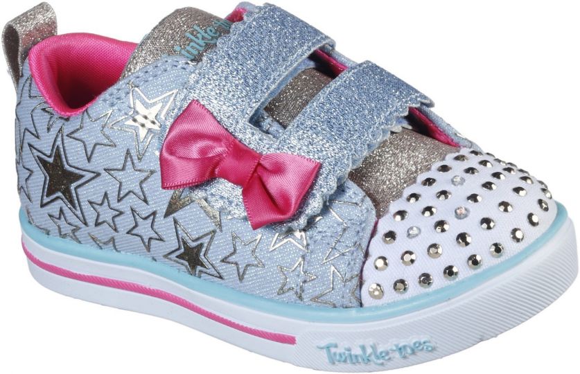 Skechers Twinkle Toes Girls Sz 2 Blue Stars Sequin Knee High Converse Shoes