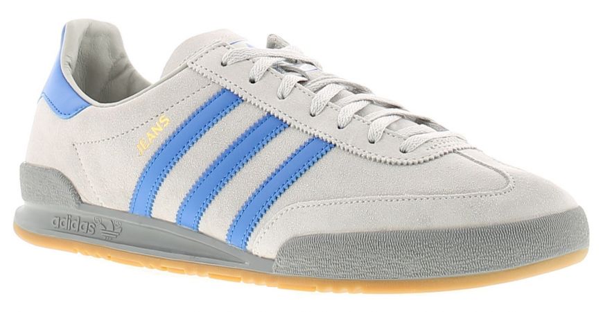 grey and blue adidas trainers